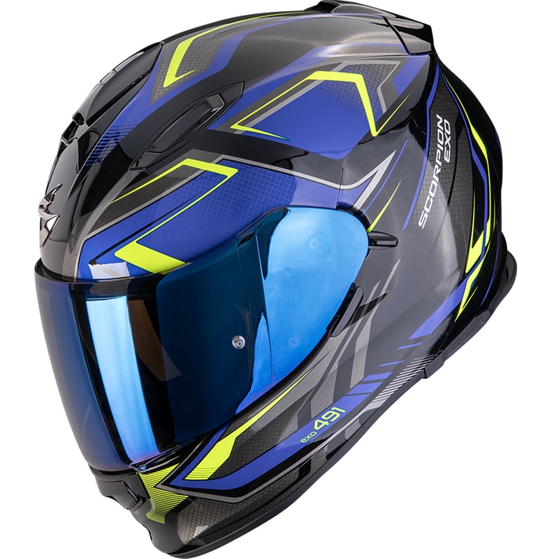 Scorpion EXO-491 Zumo full-face motociklistička kaciga crno-plavo-fluo žuta