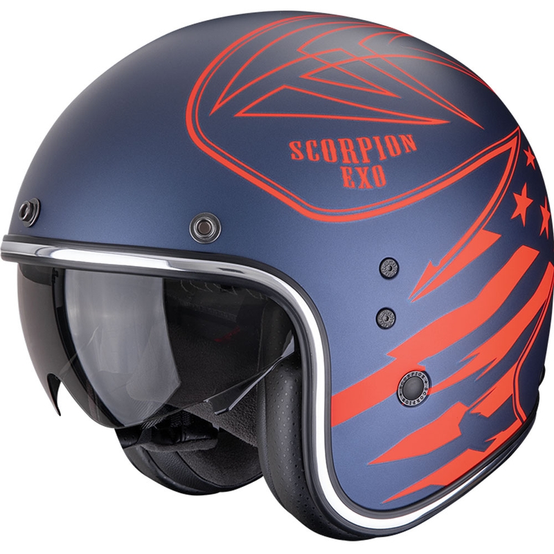 Scorpion Belfast Dawg otvorena motociklistička kaciga mat plavo-crvena