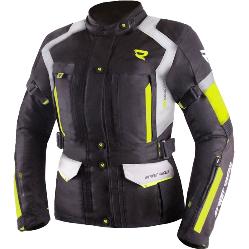Ženska moto jakna Street Racer Hilax crno-sivo-fluo žuta