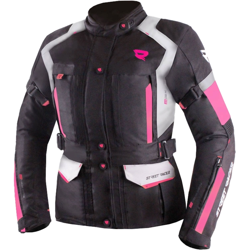 Ženska motociklistička jakna Street Racer Hilax crno-sivo-roza