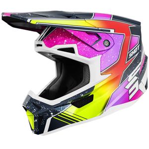 Motokros kaciga Shot Lite Racing biserno plavo-fluo žuta