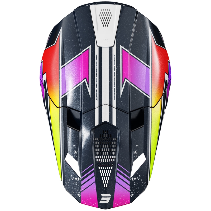 Motokros kaciga Shot Lite Racing biserno plavo-fluo žuta