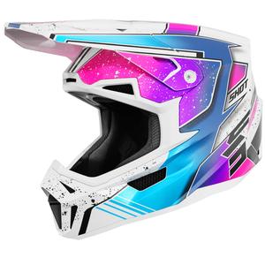 Motokros kaciga Shot Lite Racing biserno bijelo-roza
