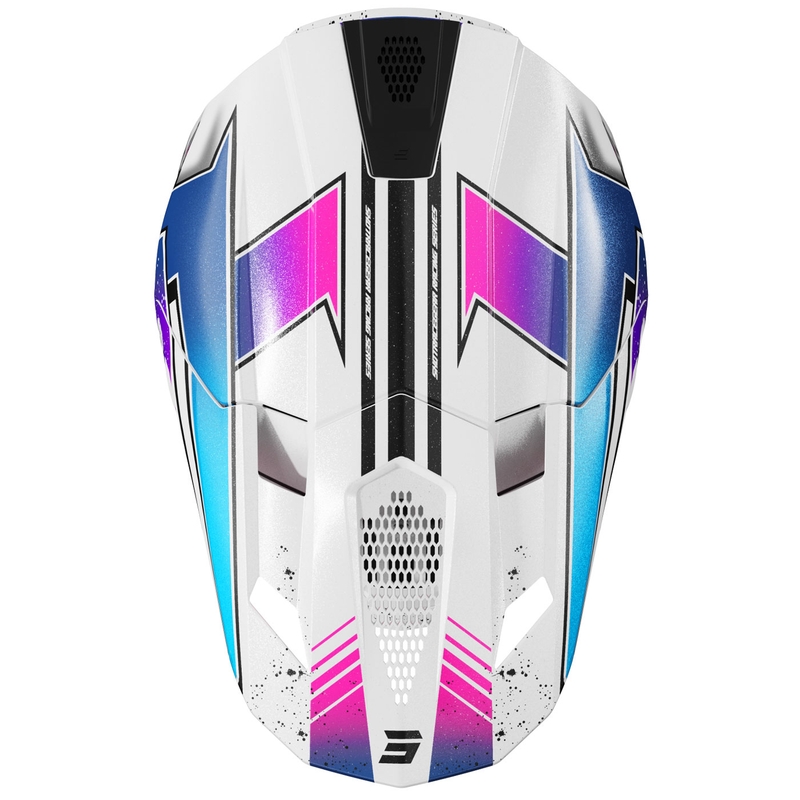 Motokros kaciga Shot Lite Racing biserno bijelo-roza