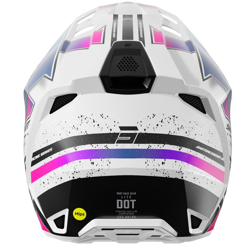 Motokros kaciga Shot Lite Racing biserno bijelo-roza