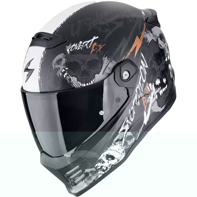 Integralna motociklistička kaciga Scorpion COVERT FX SKULLZ mat crno-sivo-zlatna