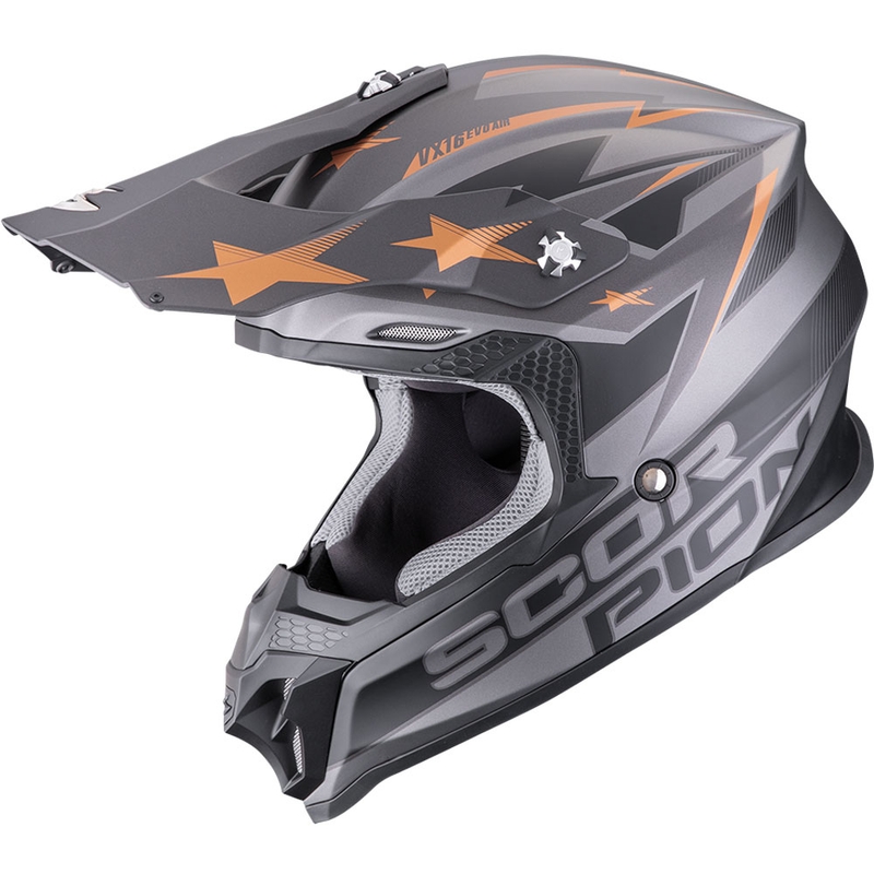 Scorpion VX-16 EVO Air Patriot motocross kaciga srebrno-crno-bakrena