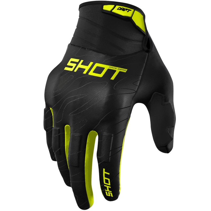 Motokros rukavice Shot Drift Onyx fluo žute