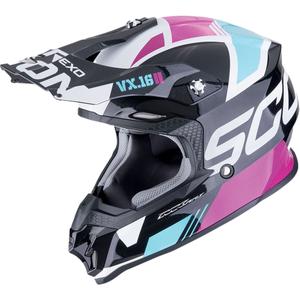 Motocross kaciga Scorpion VX-16 EVO AIR ANALOG metalik crna-plava-roza