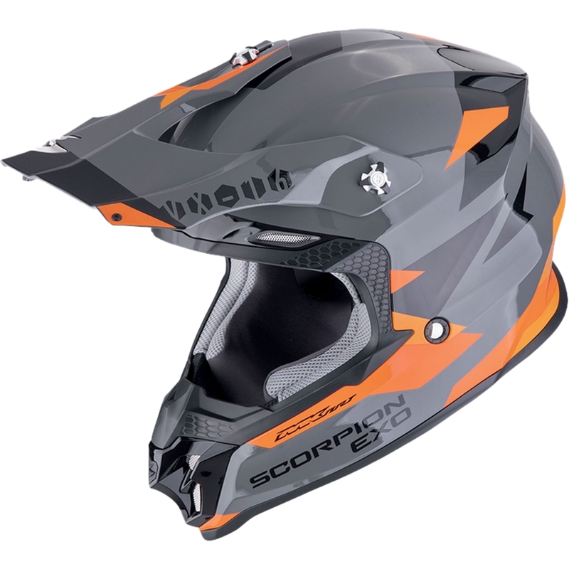 Motocross kaciga Scorpion VX-16 EVO AIR ROD sivo-narančasta