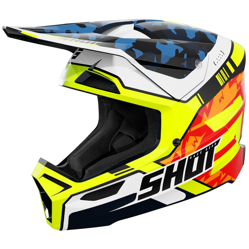 Dječja motokros kaciga Shot Furious Flash, sjajna plavo-fluo žuta