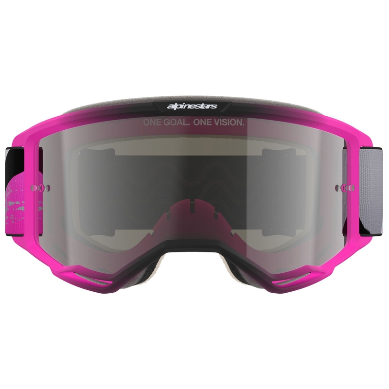 Alpinestars Vision 5 Lahnd fluo ružičasto-sivo-crno-bijele motokros naočale sa zrcalno srebrnim staklom