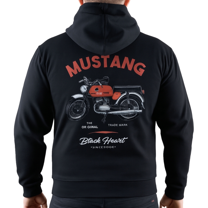 Crni Mustang pulover s kapucom Black Heart