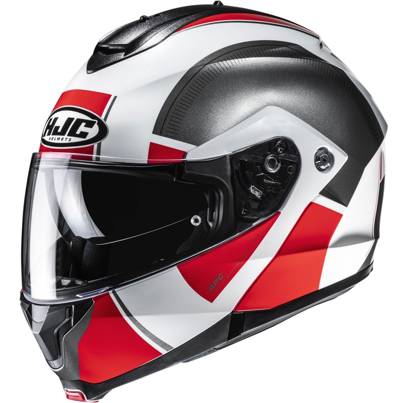 Preklopna motociklistička kaciga HJC C91N Jyn MC1 crno-bijelo-crvena