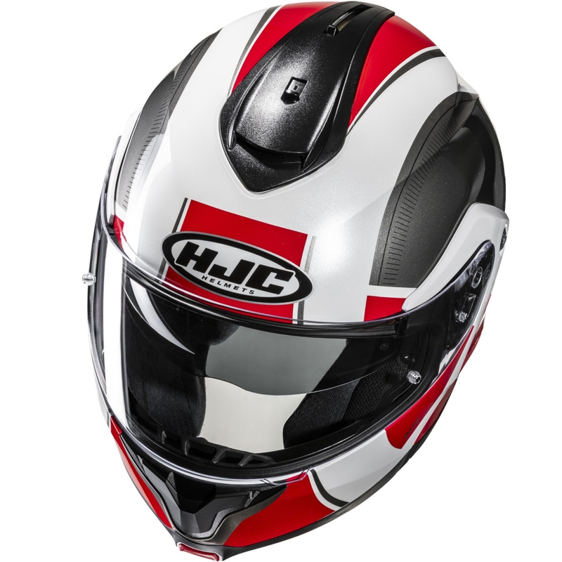 Preklopna motociklistička kaciga HJC C91N Jyn MC1 crno-bijelo-crvena