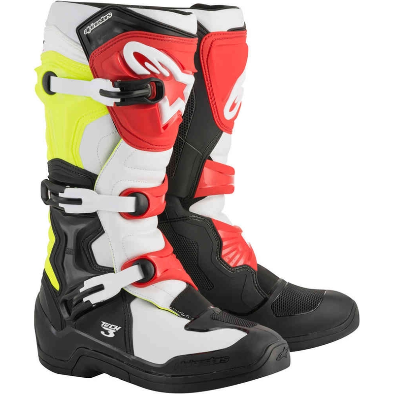 Alpinestars Tech 3 motorističke čizme bijelo-crno-crveno-fluo žuto