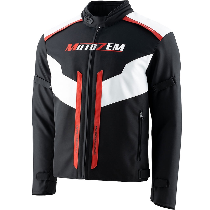 Motozem Team 2 motociklistička jakna crno-bijela