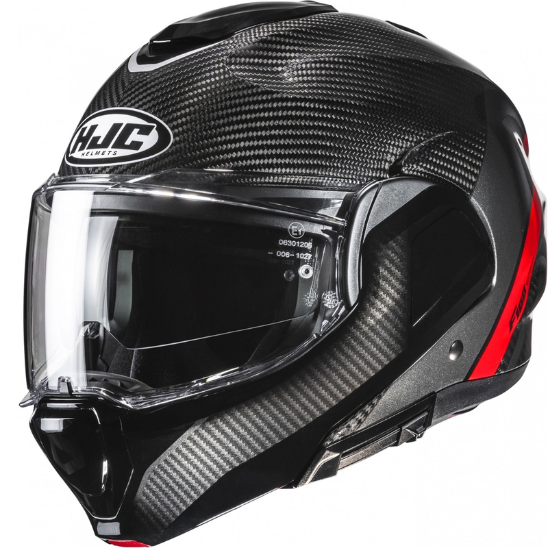 HJC F100 Carbon Stan MC1 preklopna motociklistička kaciga crno-crvena