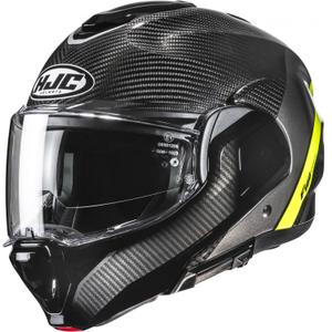 Preklopna motociklistička kaciga HJC F100 Carbon Stan MC3H crno-fluo žuta