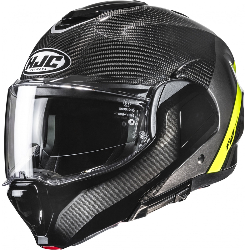 Preklopna motociklistička kaciga HJC F100 Carbon Stan MC3H crno-fluo žuta