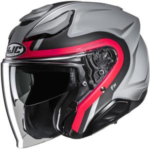 Otvorena motociklistička kaciga HJC F31 Bask MC1SF sivo-crveno-crna