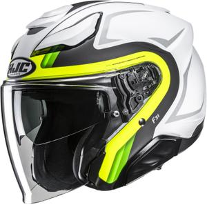 Otvorena motociklistička kaciga HJC F31 Bask MC3HSF bijelo-sivo-fluo žuta