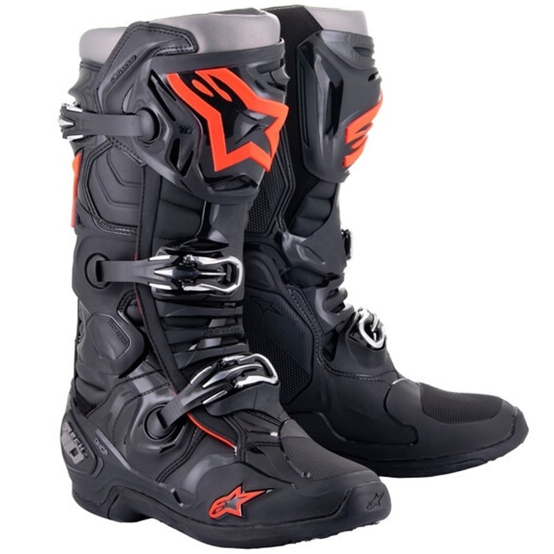 Motorističke čizme Alpinestars Tech 10 crno-fluo crveno-sive