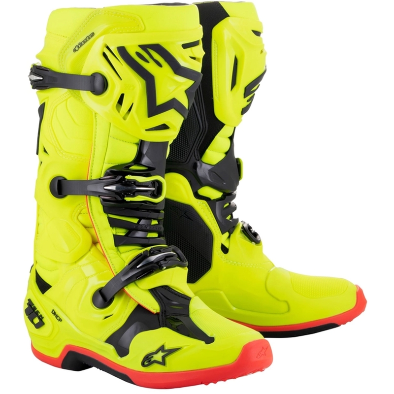 Alpinestars Tech 10 motociklističke čizme žute fluo-crne-fluo crvene