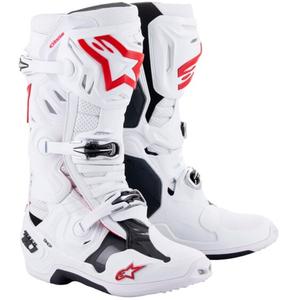 Alpinestars Tech 10 Supervented motociklističke čizme perforirane bijelo-crveno-crne