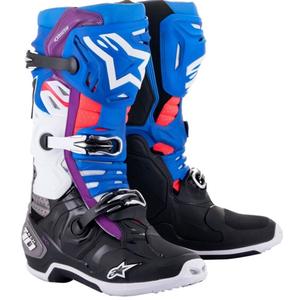 Alpinestars Tech 10 Supervented motociklističke čizme perforirane plavo-ljubičasto-ružičasto-bijelo-sivo-crno