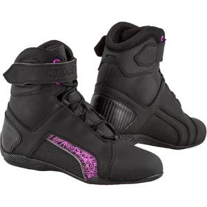 Ženske motorističke čizme Kore Velcro 2.0 crno-ljubičaste