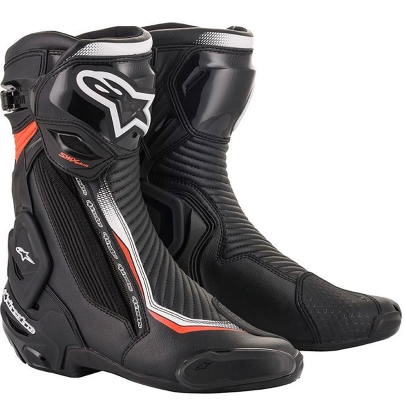 Alpinestars SMX Plus 2 motorističke čizme crno-bijele-fluo crvene