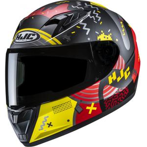 Dječja integralna motociklistička kaciga HJC Y10 Mika MC1SF crno-crveno-žuta