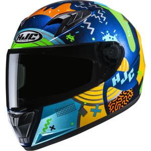 Dječja integralna motociklistička kaciga HJC Y10 Mika MC23 plavo-žuto-zelena