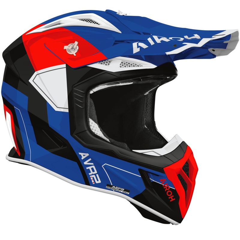 Motokros kaciga Airoh Aviator ACE 2 Shield sjajna plavo-crvena