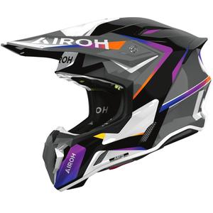 Motokros kaciga Airoh Twist 3 Hustle sjajna sivo-ljubičasta