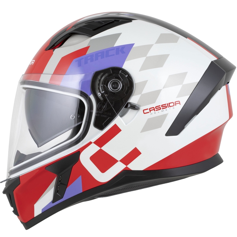 Cassida Orbit Track integralna motociklistička kaciga fluo crveno-bijelo-ljubičasto-crna