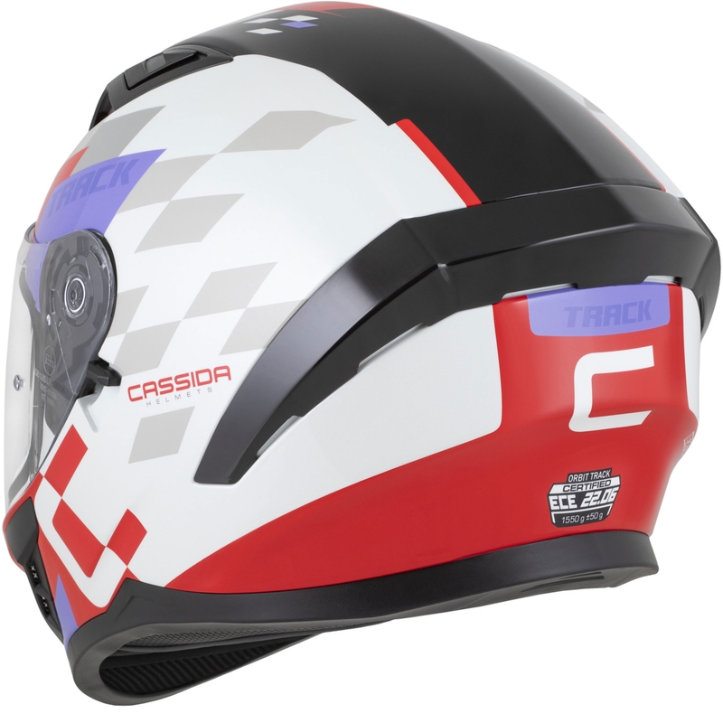 Cassida Orbit Track integralna motociklistička kaciga fluo crveno-bijelo-ljubičasto-crna