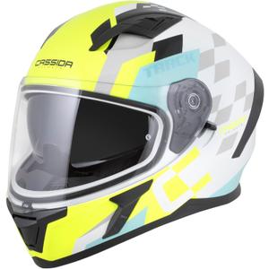 Cassida Orbit Track integralna motociklistička kaciga bijela-fluo žuta-tirkizna-crna