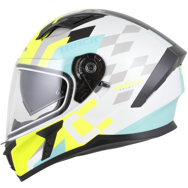 Cassida Orbit Track integralna motociklistička kaciga bijela-fluo žuta-tirkizna-crna