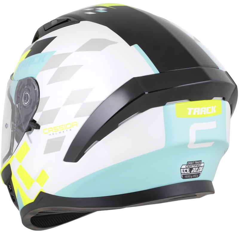 Cassida Orbit Track integralna motociklistička kaciga bijela-fluo žuta-tirkizna-crna