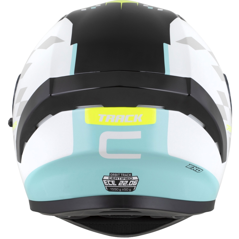 Cassida Orbit Track integralna motociklistička kaciga bijela-fluo žuta-tirkizna-crna