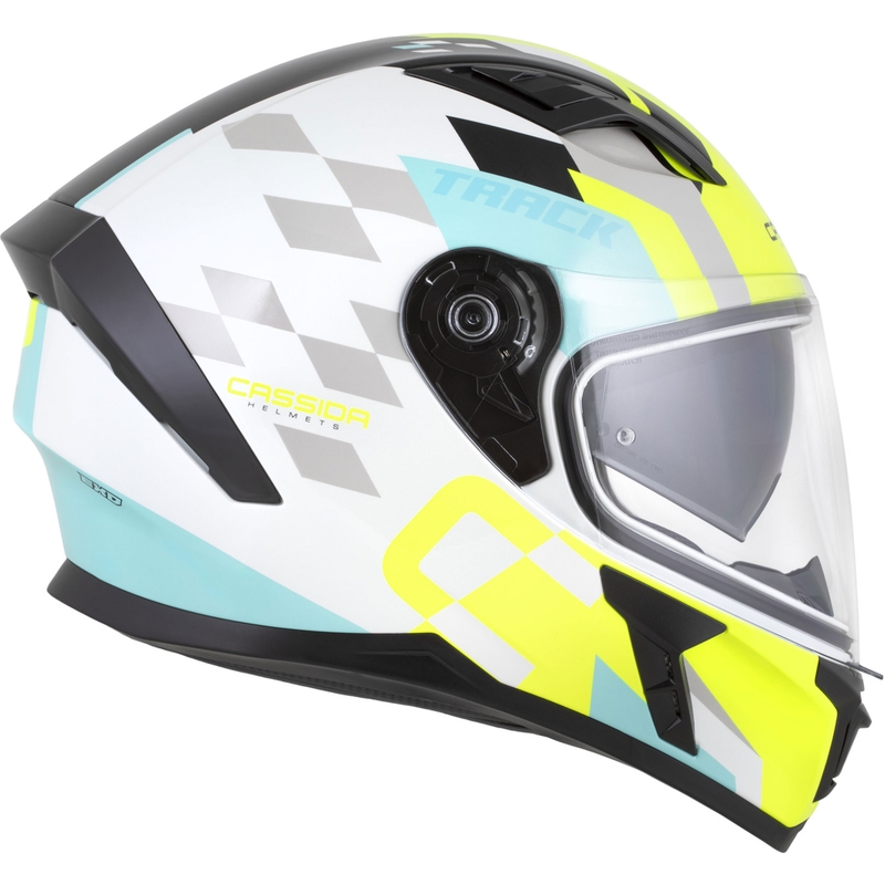Cassida Orbit Track integralna motociklistička kaciga bijela-fluo žuta-tirkizna-crna