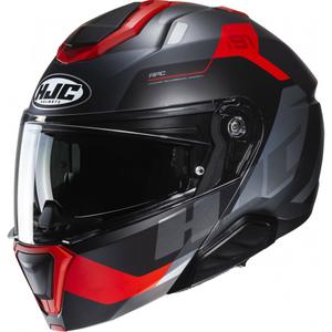 Preklopna motociklistička kaciga HJC i91 Carst crno-sivo-crvena