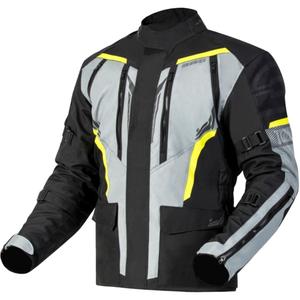 Motociklistička jakna Ozone Tour III crno-sivo-fluo žuta