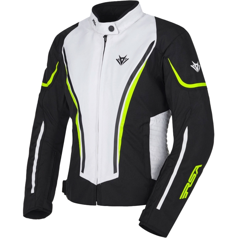 Ženska motociklistička jakna RSA Wasp bijelo-crno-fluo žuta