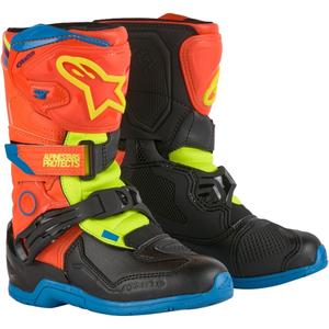 Alpinestars Tech 3S Kids dječje motociklističke čizme fluo narančasto-plavo-fluo žuto-crne