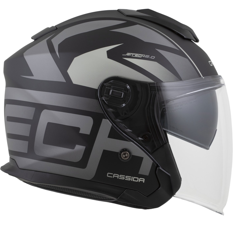 Cassida Jet Tech 2.0 RoTo otvorena motociklistička kaciga mat crno-sivo-bijela