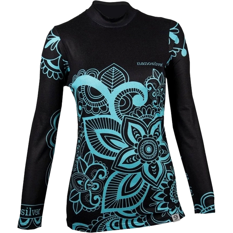 Ženska termo majica nanosilver® Flower tirkizna - dugi rukav