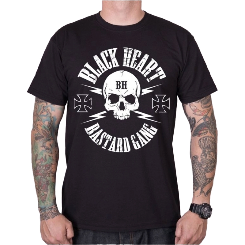 Muška majica Black Heart Bastard Skull crna